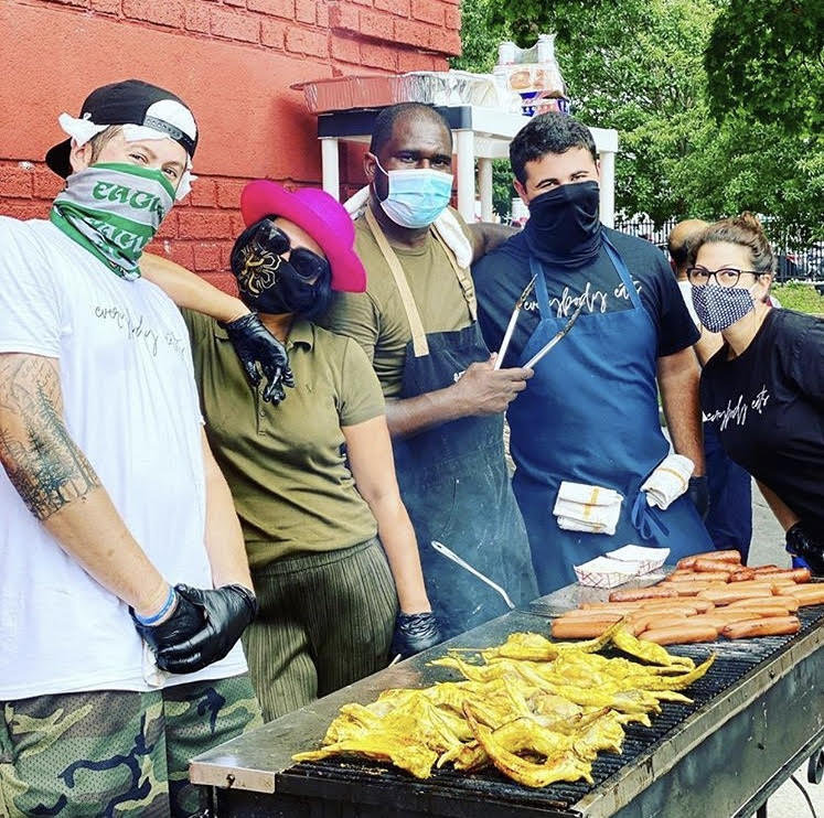 Culinary Arts and Science junior, Zac Cohen (second from right) helping out local Philly chefs at Everybody Eats pop-up